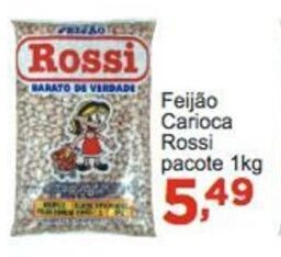 Rossi Supermercado Feijao Carioca Rossi pacote 1kg oferta