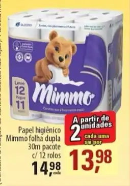 Asun Papel higiênico Mimmo folha dupla 30m pacote c/ 12 rolos oferta