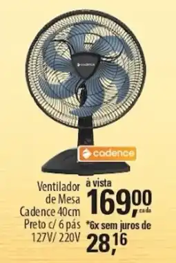 Asun Ventilador de Mesa Cadence 40cm Preto c/ 6 pás 127V/ 220V oferta