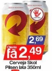 Cerveja Skol Pilsen lata 350ml