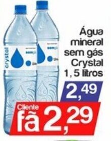 Supermercados Gricki Agua Mineral sem gas Crystal 1.5L oferta
