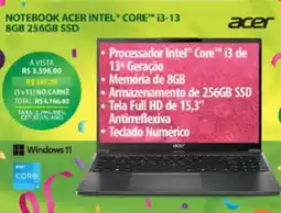 Lojas Cem Notebook acer intel® core™ i3-13 8gb 256gb ssd oferta