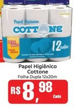 Supermercados Mateus Papel Higiênico Cottone Folha Dupla 12x20m oferta