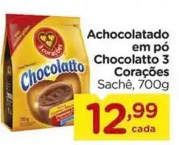 Carrefour Achocolatado em pó Chocolatto 3 Corações Sachê, oferta