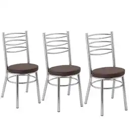 Benoit Conjunto 3 Cadeiras Fil Cati 3600 Estofada Tubo Cromada Corino 90x42x42cm oferta