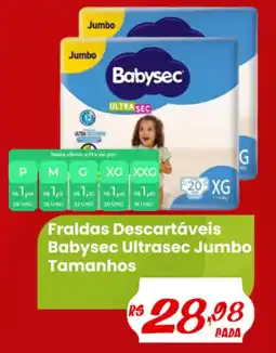 Ultrabox Fraldas Descartáveis Babysec Ultrasec Jumbo Tamanhos oferta