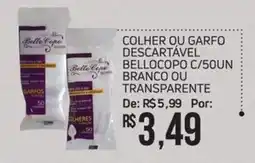 Economart Atacadista Colher ou garfo descartável bellocopo c/50un branco ou transparente oferta