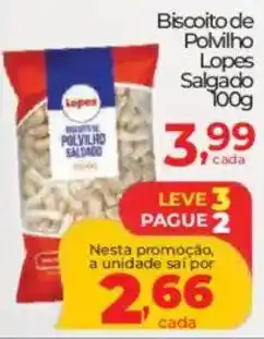 Lopes Supermercados Biscoito de Polvilho Lopes Salgado oferta