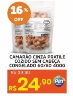 Pinheiro Supermercado Camarão cinza pratile cozido sem cabeça congelado 60/80 oferta