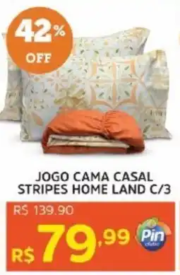 Pinheiro Supermercado Jogo cama casal stripes home land c/3 oferta