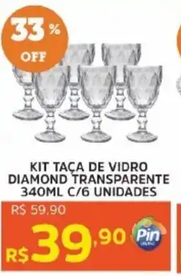 Pinheiro Supermercado Kit taça de vidro diamond transparente oferta