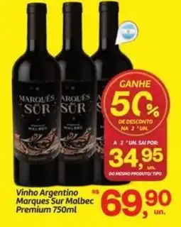 Fort Atacadista Vinho Argentino Marques Sur Malbec Premium oferta
