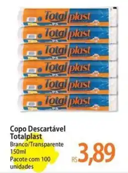 Atacadão Copo Descartável Totalplast Branco/Transparente oferta