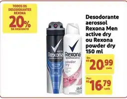 Mercado Extra Desodorante aerossol Rexona Men active dry ou Rexona powder dry oferta