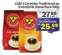 Comper Café 3 Corações Tradicional ou Extraforte Stand Pack oferta