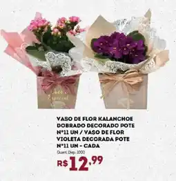 Bistek Supermercados Vaso de flor kalanchoe dobrado decorado pote n°11 un/vaso de flor violeta decorada pote n°11 un cada oferta