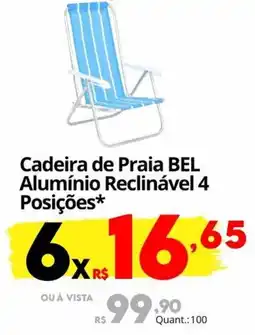 Althoff Supermercados Cadeira de Praia BEL Alumínio Reclinável 4 Posições oferta