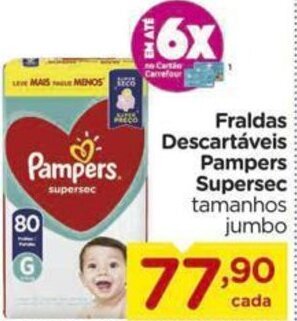 Carrefour Fraldas Descartaveis Pampers Supersec oferta
