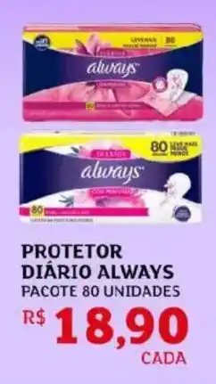 Assaí Atacadista Protetor diário always pacote 80 unidades oferta