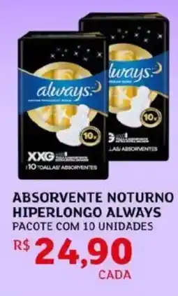 Assaí Atacadista Absorvente noturno hiperlongo always pacote com 10 unidades oferta