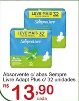 Giga Atacado Absorvente c/ abas Sempre Livre Adapt Plus oferta