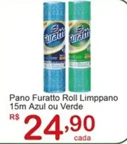 Giga Atacado Pano Furatto Roll Limppano 15m Azul ou Verde oferta