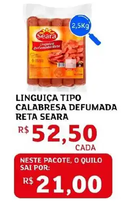 Assaí Atacadista Linguiça tipo calabresa defumada reta seara oferta