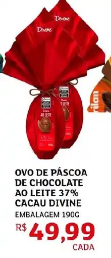 Assaí Atacadista Ovo de páscoa de chocolate ao leite 37% cacau divine embalagem oferta