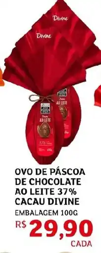 Assaí Atacadista Ovo de páscoa de chocolate ao leite 37% cacau divine embalagem oferta