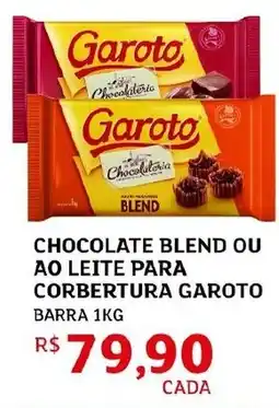Assaí Atacadista Chocolate blend ou ao leite para corbertura garoto barra oferta