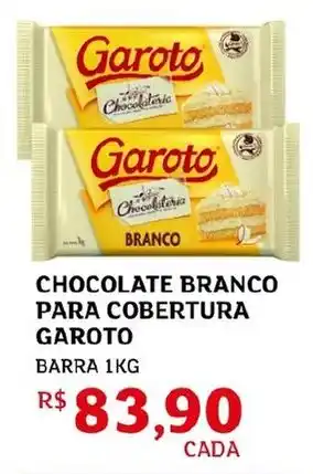 Chocolate branco para cobertura garoto barra