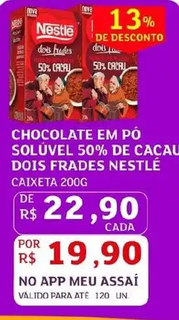 Assaí Atacadista Chocolate em pó solúvel 50% de cacau dois frades nestlé oferta