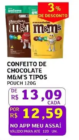Assaí Atacadista Confeito de chocolate m&m's tipos pouch oferta