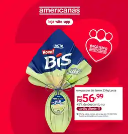 Lojas Americanas ovo pascoa bis limao Lacta oferta