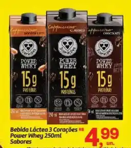 Fort Atacadista Bebida Láctea 3 Corações Power Whey Sabores oferta