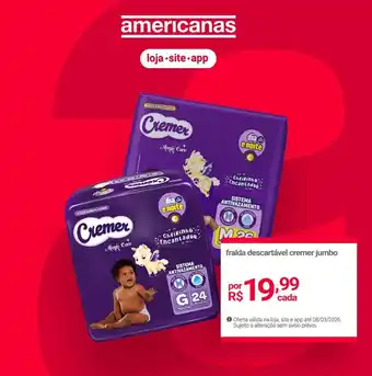 Fralda descartável cremer jumbo