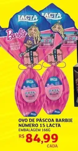 Assaí Atacadista Ovo de páscoa barbie número 15 lacta embalagem oferta