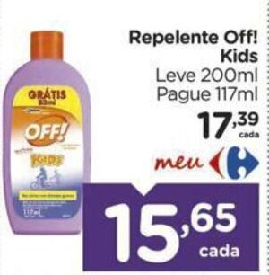 Carrefour Repelente Off! Kids leve 200ml pague 117ml oferta