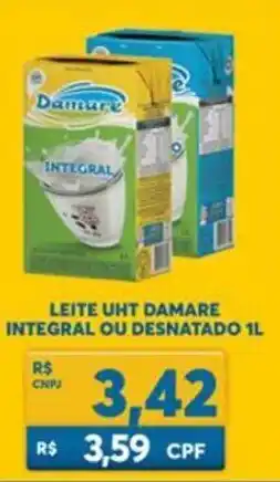 Atacadão Centro Sul Leite Uht Damare Integral ou Desnatado 1L oferta