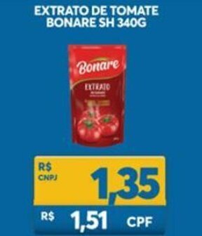 Atacadão Centro Sul Extrato de Tomate Bonare sh 340g oferta