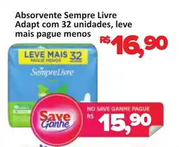 Supermercados Savegnago Absorvente Sempre Livre Adapt com 32 unidades, oferta