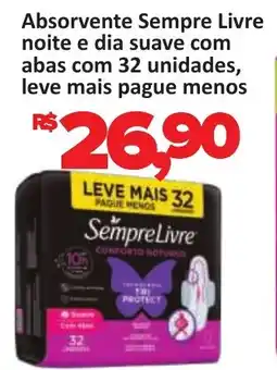 Supermercados Savegnago Absorvente Sempre Livre noite e dia suave com abas com 32 unidades, oferta