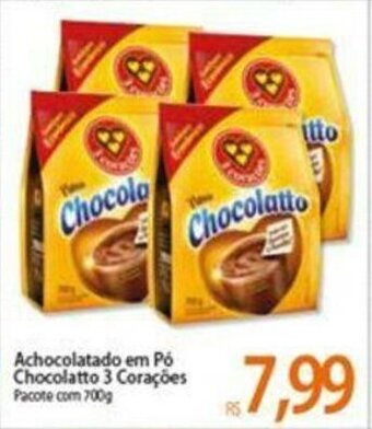 Atacadão Achocolatado em po Chocolatto 3 Corações 700g oferta