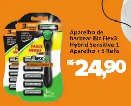 Supermercados Savegnago Aparelho de barbear Bic Flex3 Hybrid Sensitive 1 Aparelho +5 Refis oferta