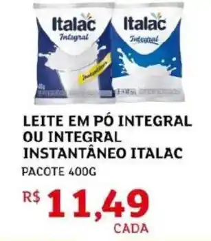 Leite em pó integral ou integral instantâneo italac pacote