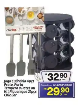 Fort Atacadista Jogo Culinário 4pcs Preto, Porta Tempero 9 Potes ou Kit Piquenique 21pcs Chic Lar oferta