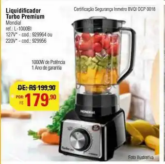 Preçolândia Liquidificador Turbo Premium Mondial oferta