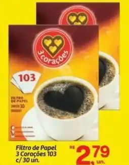 Fort Atacadista Filtro de Papel 3 Corações 103 c/30 un. oferta