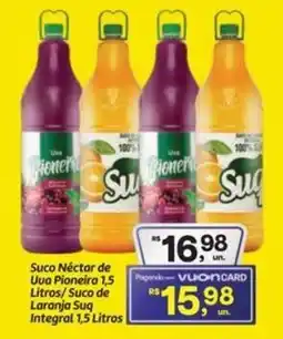 Fort Atacadista Suco Néctar de Uva Pioneira 1,5 Litros/Suco de Laranja Suq Integral oferta