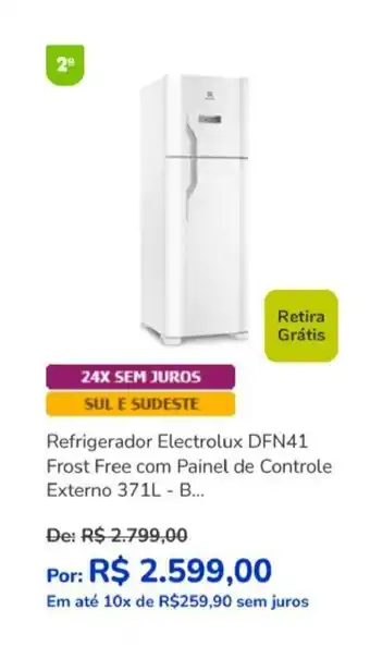 Casas Bahia Refrigerador Electrolux DFN41 Frist Free co m painel de Controle Externo 371L oferta